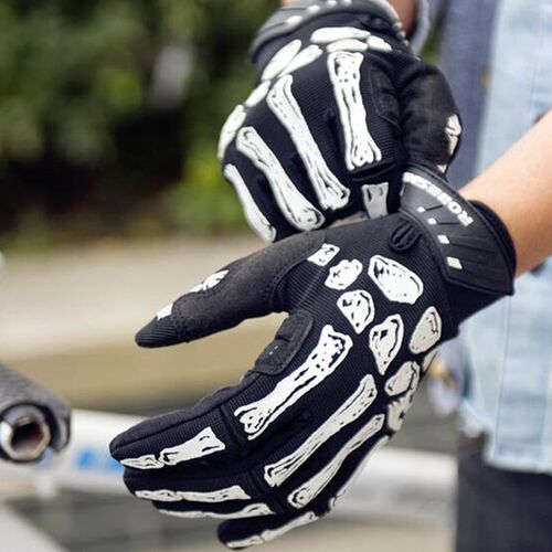Men Women Skull Graffiti Cycling Gloves Non-slip Silicone