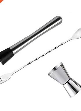 Stainless Steel Cocktail Muddler, Mixing Spoon, Jigger Set,