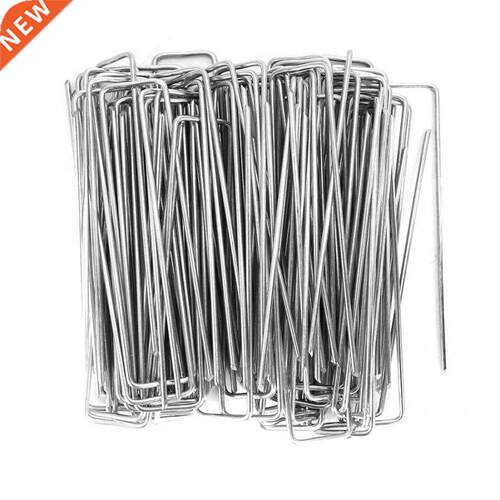100Pcs Stanless Steel Ground Garden Staple Pns Grass Barr