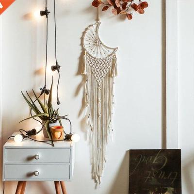 Moon Macrame Wall Hanging Tapestry Handmade Woven Boho Wall