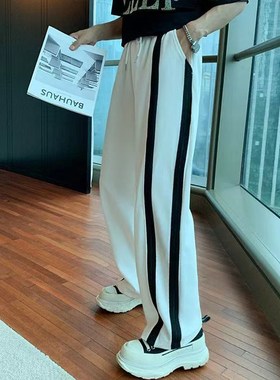 2021 Men's Stripe Printing Casual Pants Fashion Straight Pan