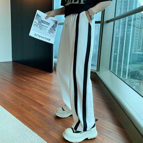 2021 Men's Stripe Printing Casual Pants Fashion Straight Pan