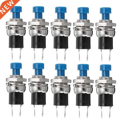 10pcs Blue Lockless 0.5A 250V AC Momentary ON/OFF 2 Pin Push