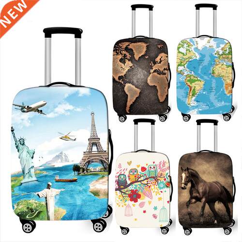 World Map / Animal Print Thick Luggage Cover Travel Accessor