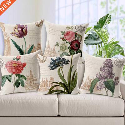 Retro Colorful Flowers Pillows Floral Cushion Pillowcase for