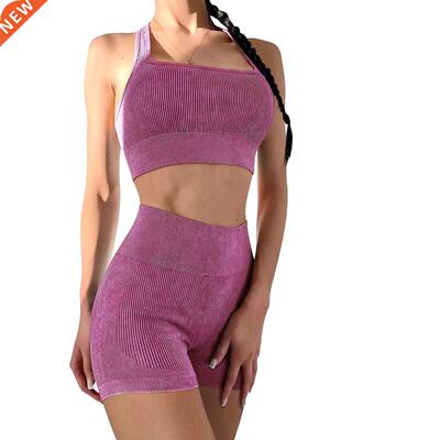 2022 Seamless Yoga Set Women Two Pece Crop Top Zpper Bra L