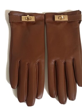 Women's Genuine Leather Gloves Fashion Brand Black Brown