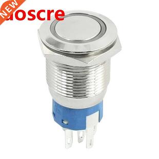 DC12V 3A Green LED Angel Eye SPDT Flat Momentary Metal Push