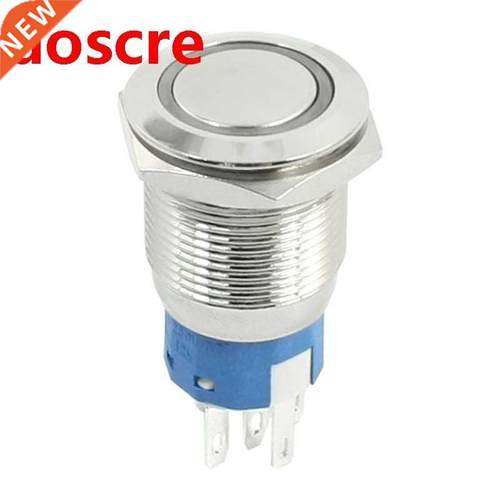 DC12V 3A Green LED Angel Eye SPDT Flat Momentary Metal Push