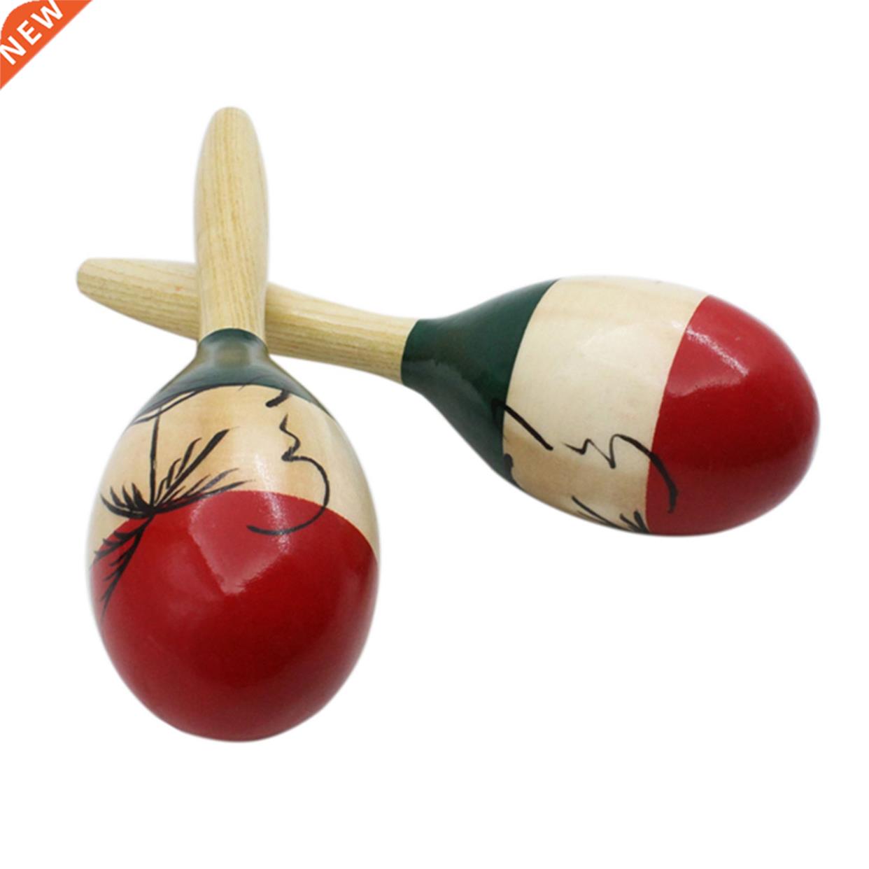 Wooden Maracas Coconut Shell Sand Hammer Shaker with Beautif