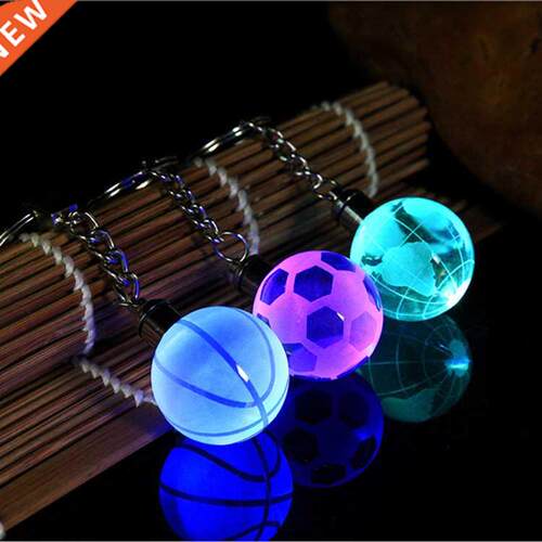 Creative Led Colorful Luminous Crystal Key Chain Football Ba