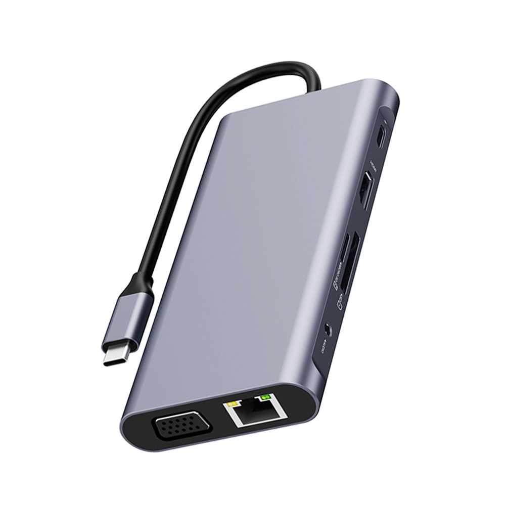 11 in 1 Type-C USB C to HDMI-Compatible Hub with TF Memory F