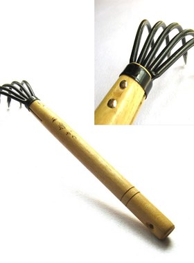 Durable 5-Tine Claw Rake Cultivator Seafood Rake with wood h