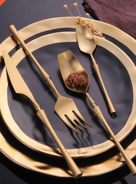 Stainless Steel Cutlery Set Gold Dinnerware Set Western Food