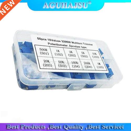 50pcs 3296W Multiturn Trimmer Potentiometer Kit High Precisi