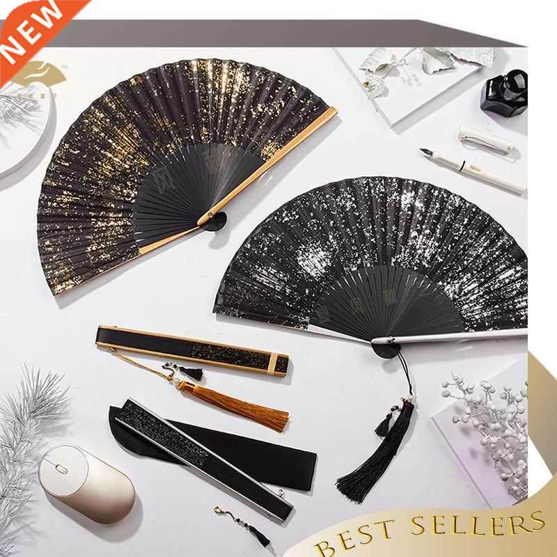 Sprinkle gold fan folding fan Chinese style ladies summer po