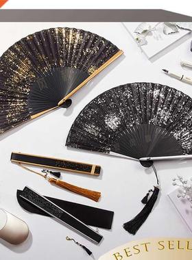 Sprinkle gold fan folding fan Chinese style ladies summer po