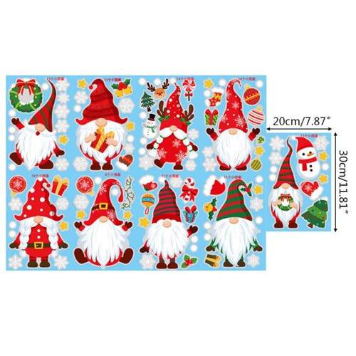 9 Sheet Christmas Decorations Window Decals Tomte Gnome Clin