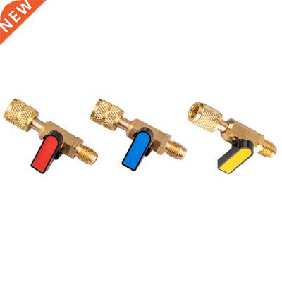 3Pcs Brass R410A Refrigerant Straight Ball Valves AC Chargin