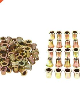 50 Pcs M6X12Mm Flat Head Threaded Rivet Nut 25 Pcs M6 Thre