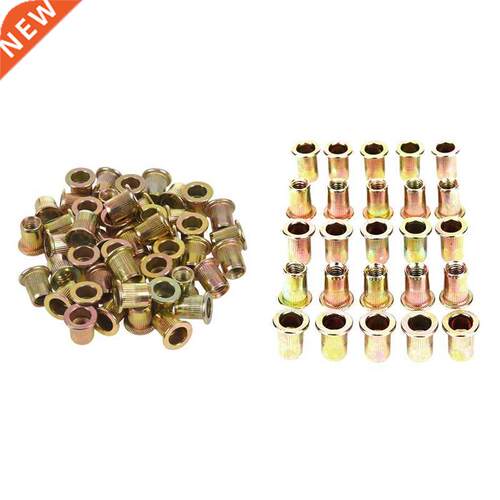 50 Pcs M6X12Mm Flat Head Threaded Rivet Nut 25 Pcs M6 Thre