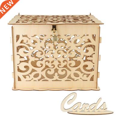 DIY Wooden Wedding Cards Storage Box Invitation Letter Case