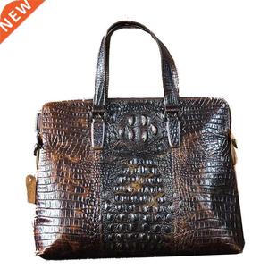 Retro crocodile pattern briefcase italy Cowhide leather men&
