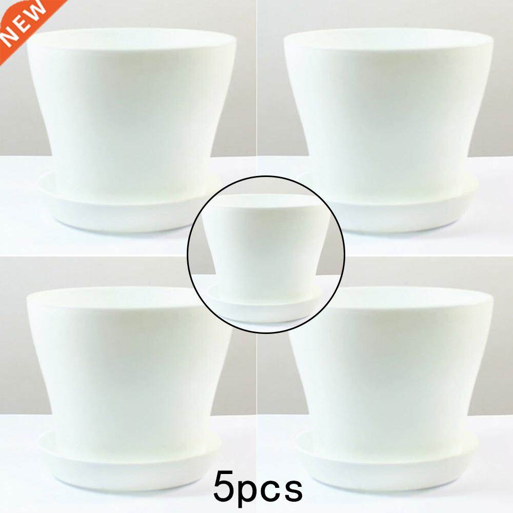 5PCS Flower Pots Colorful Decorative Flower Pots Gloss Plast - 实物图