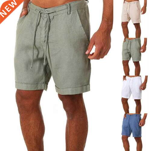2022 New Men's Casual Fashion Flax High Quality Shor