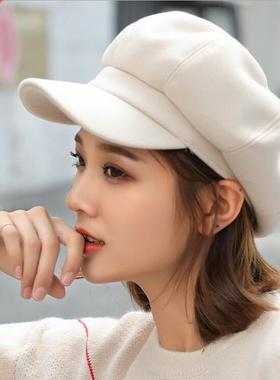 Autumn Winter Hats for Women Solid Plain Octagonal Newsboy C