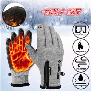 Ski Gloves Winter Waterproof Windproof Fluff Warm Cold