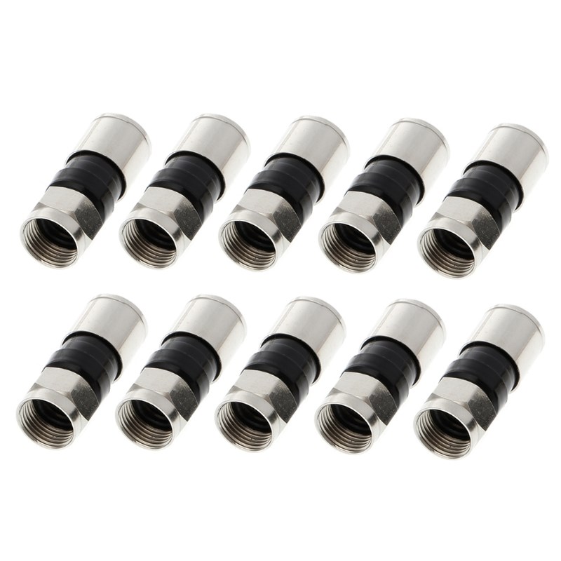 10 Pcs RG6 F Type Compression 2.7cm Snap Seal Plug Connector