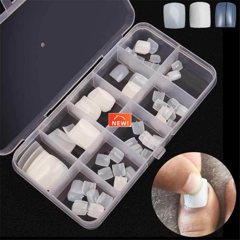 100Pcs Artificial Acrylic Toe False Nails Tips Natural/White