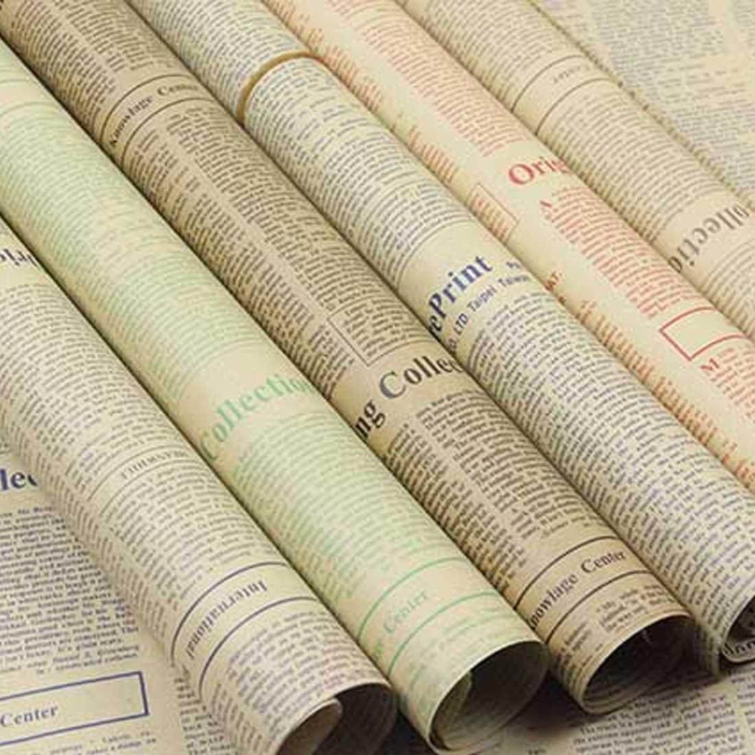Gift Wrapping Paper Roll Vintage Newspaper Double Sided Wrap