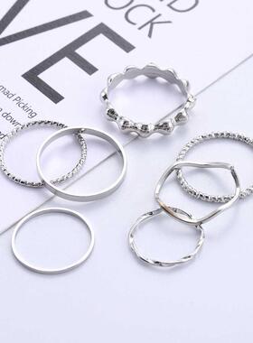 Simplicity Rings Set Original Design Gold Round Hollow Geome