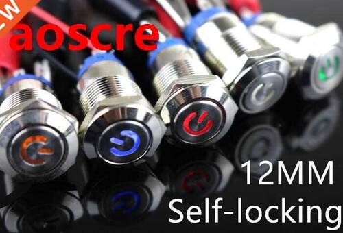 Self-locking 1Pc 12mm waterproof Metal Push Button Switch LE