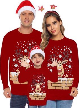 40# Family Christmas Matching Clothes Mother Daughter Long S