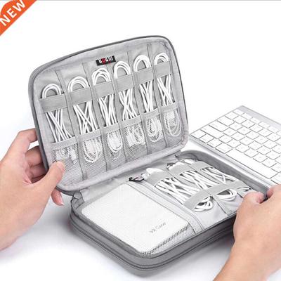 Gray Digital Storage Bag USB Data Cable Organizer Earphone W