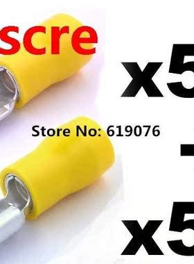 100pcs Yellow Semi Insulated Spade Electrical Crimp Connecto