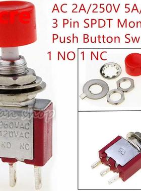 AC 2A/250V 5A/120V 3 Pin SPDT Momentary Push Button Pushbutt