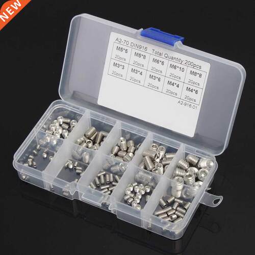 200pcs M3 M4 M5 M6 M8 Hex Socket Set Screws Assortment Kit F
