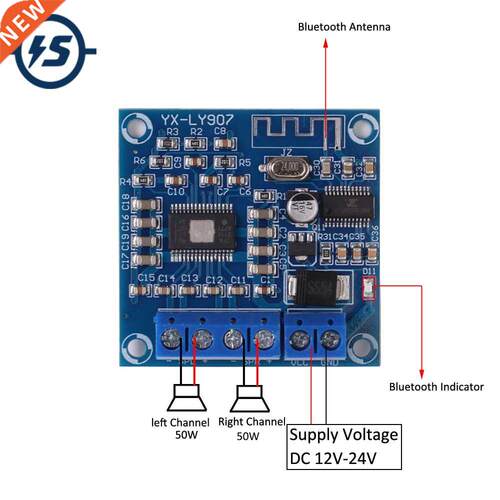 Bluetooth Power Amplifier Module TPA3116D2 DC 12-24V Digital