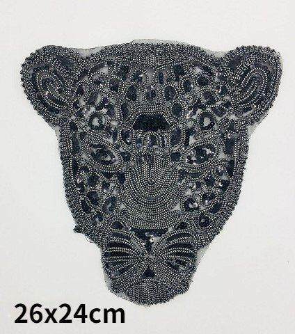 T Shirt Women Patch Black Sequins Leopard Patches Mens Patch