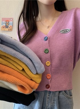 New Korean Sweet Cardigan Sweater Women Single Breasted V-ne