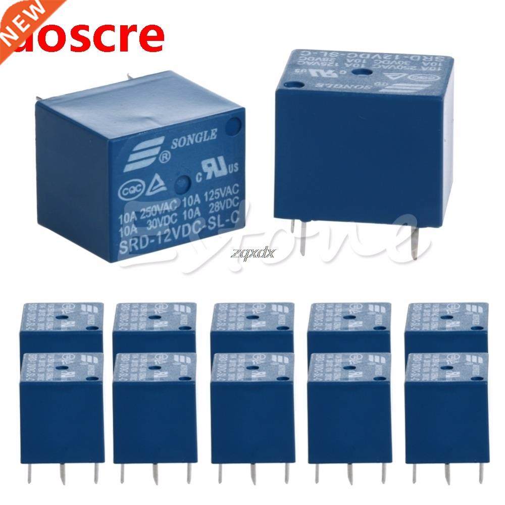 10 PCS High Quality 5 Pins RELAY DC 12V Coil Power Relay PCB