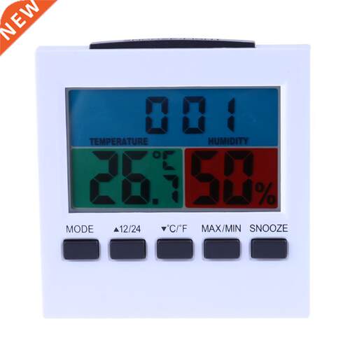 LCD Temperature Humidity Meter Indoor/Room Thermometer Clock