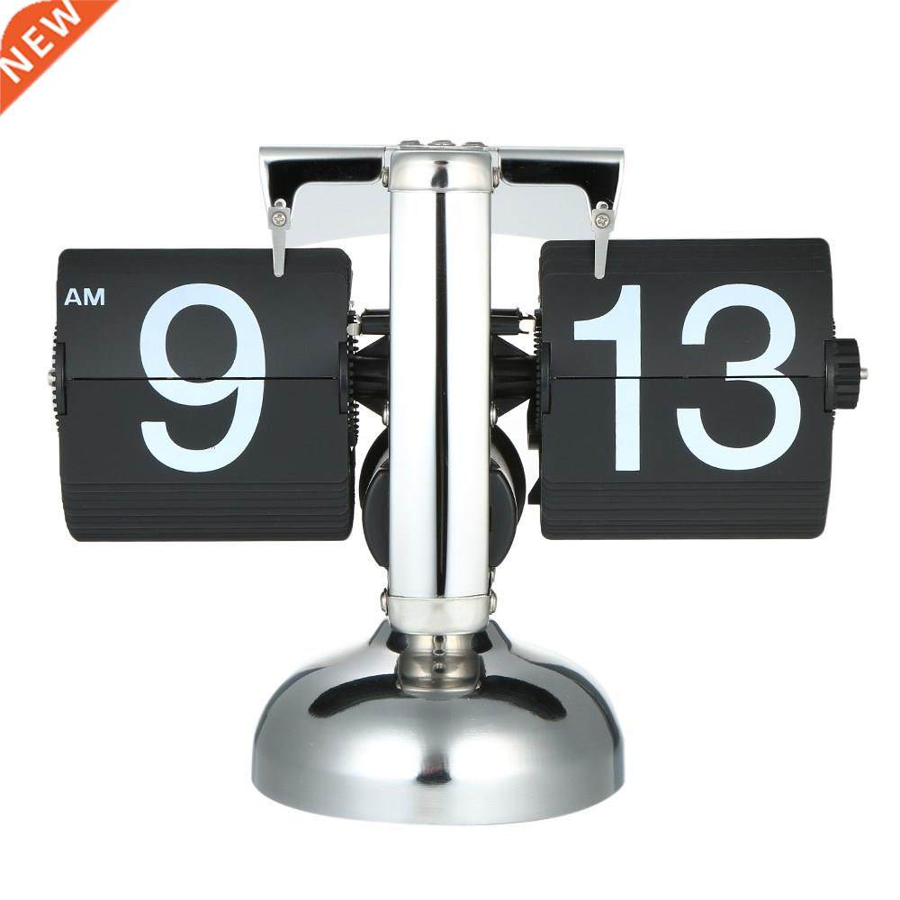 Table Clock Small Scale Retro Flip Over Desk Clock Stainless