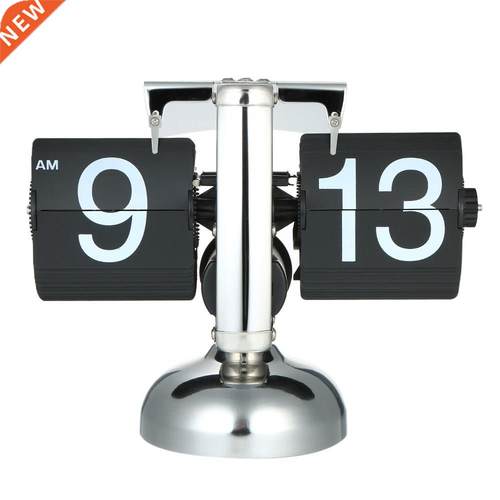 Table Clock Small Scale Retro Flip Over Desk Clock Stainless