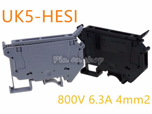 50PCS UK5-HESI UK5RD 4mm2 DIN Rail Screw Clamp Fuse Terminal