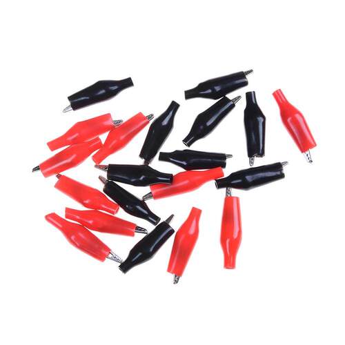 20 Pcs Red SoftCoated Testing Proe Alligator Clips Crocod